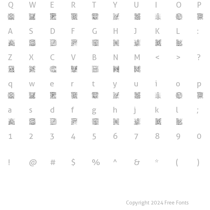 Character Map of Acorn Initials Regular