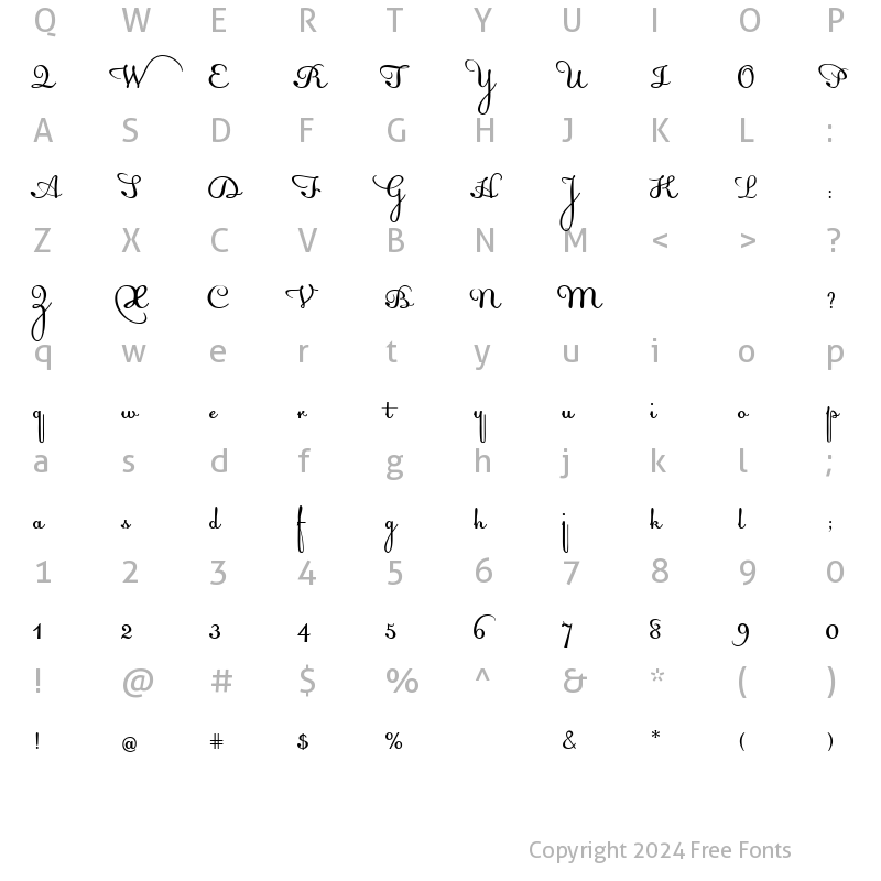 Character Map of Acquest Script Regular