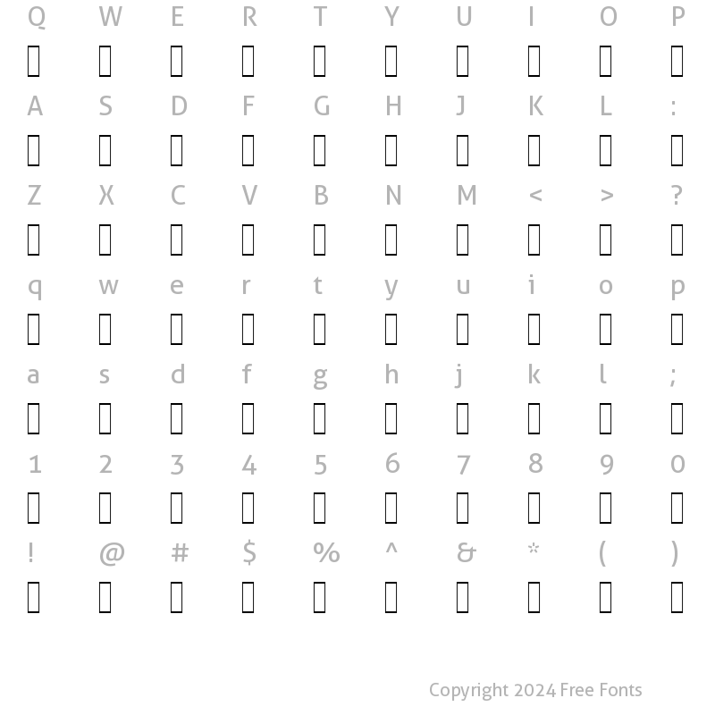 Character Map of ACS  Akeek Regular