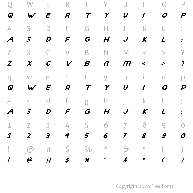 Character Map of Aday Italic
