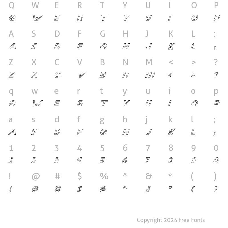 Character Map of Aday Outline Italic