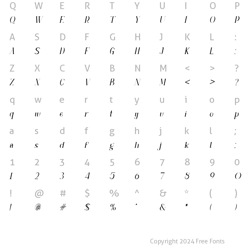 Character Map of adhiyasa italic Italic