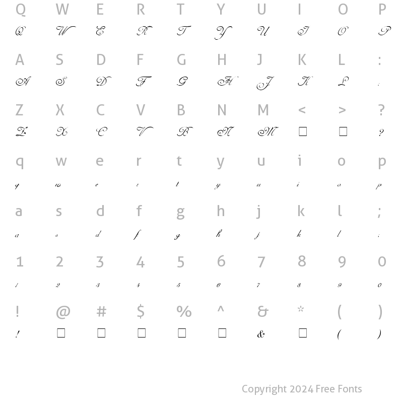 Character Map of AdineKirnberg Script