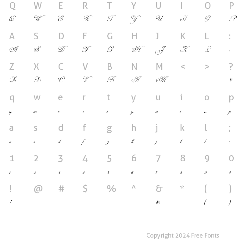 Character Map of AdineKirnberg Script Regular