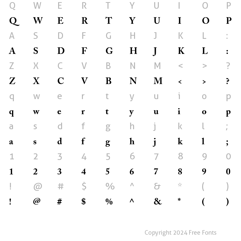 Character Map of Adobe Caslon Bold