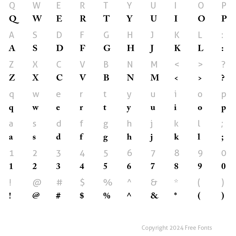 Character Map of Adobe Caslon Pro Bold