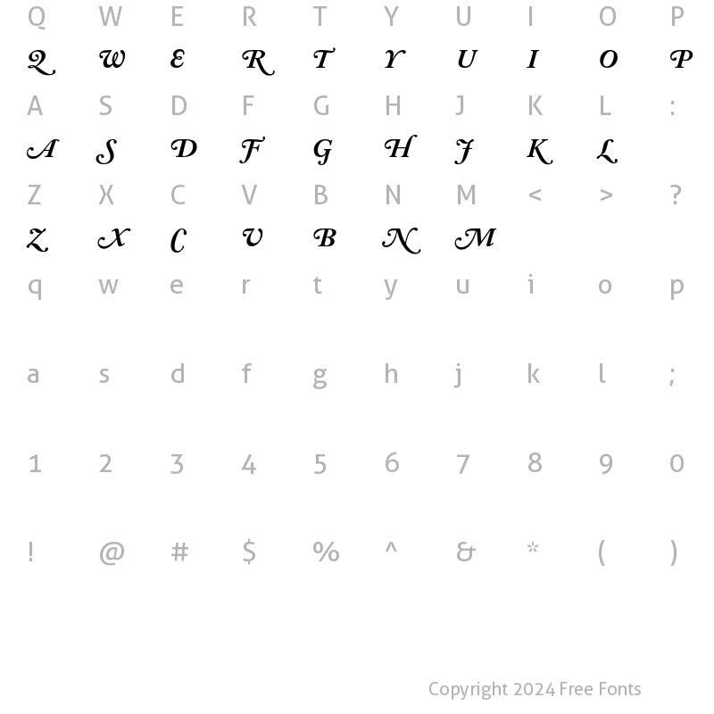 Character Map of Adobe Caslon Swash Bold Italic