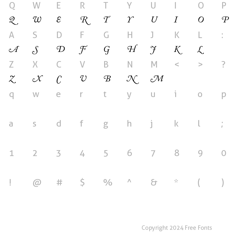 Character Map of Adobe Caslon Swash Italic