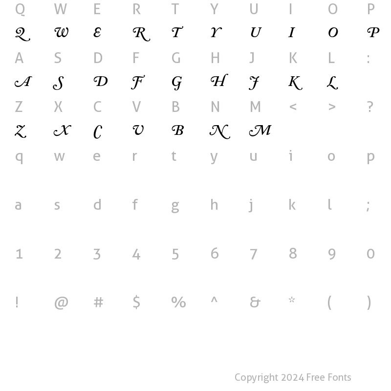 Character Map of Adobe Caslon Swash Semibold Italic