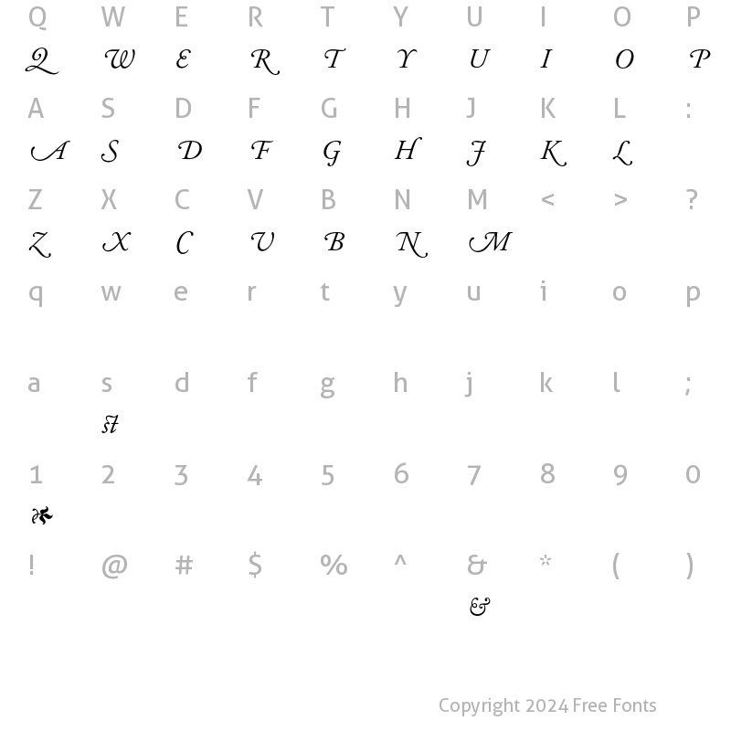 Character Map of Adobe Garamond Alternate Italic