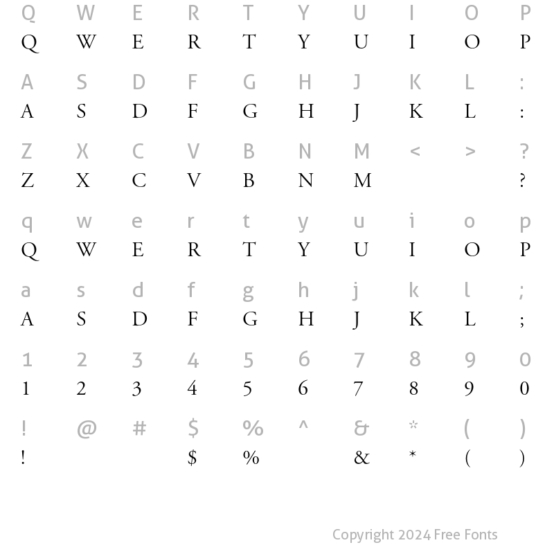 Character Map of Adobe Garamond Titling Capitals