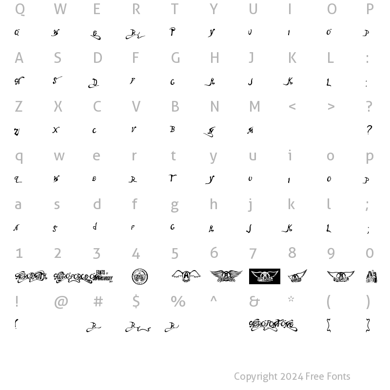 Character Map of Aero Font One Regular