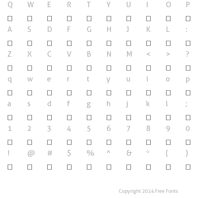 Character Map of AF_Diwani Normal