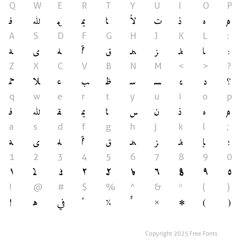 Character Map of Afarat ibn Blady Regular