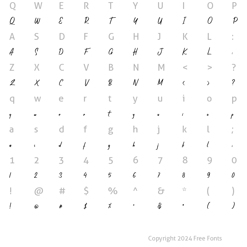 Character Map of Afelia Regular