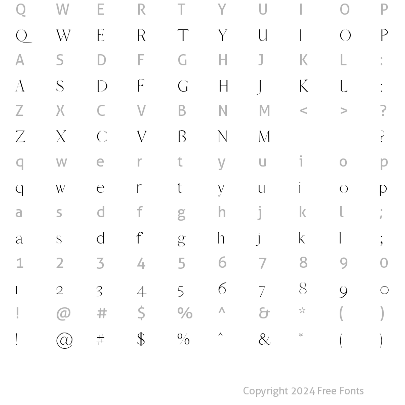 Character Map of Afrah Light