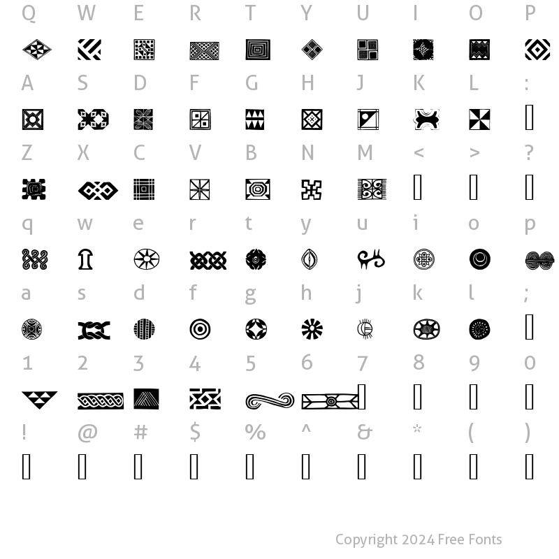 Character Map of African Ornaments One Regular