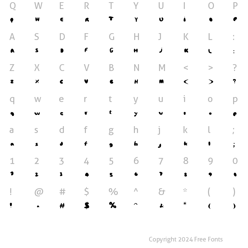 Character Map of AfroditeKATEF Filly Regular