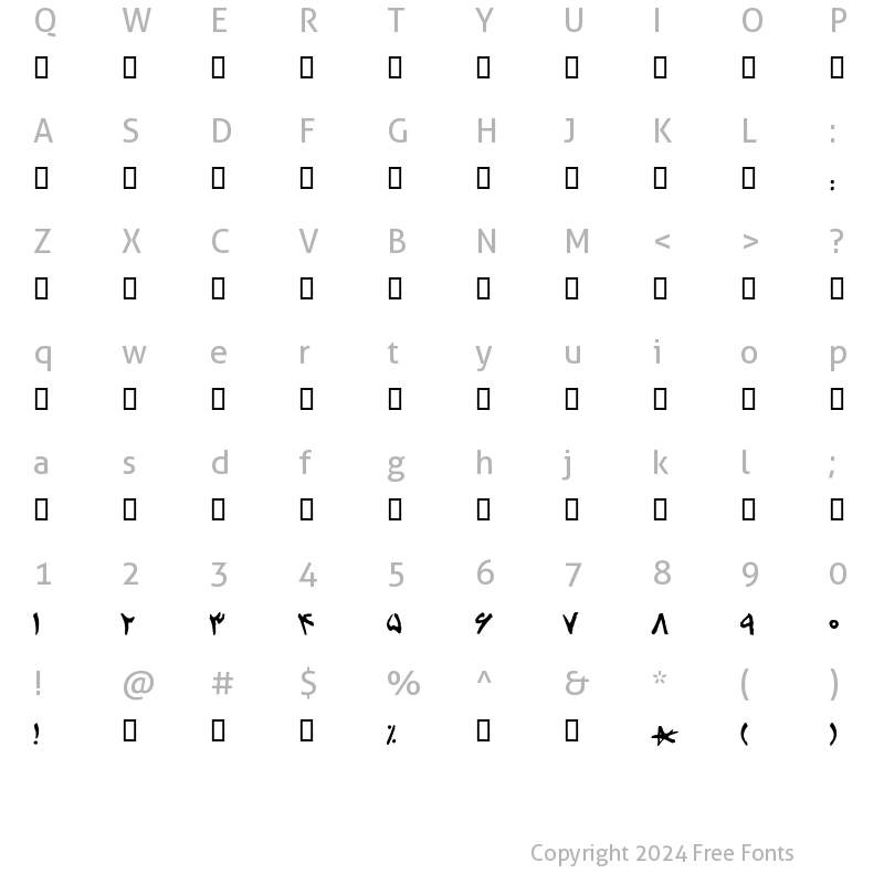 Character Map of Afsaneh Font Regular