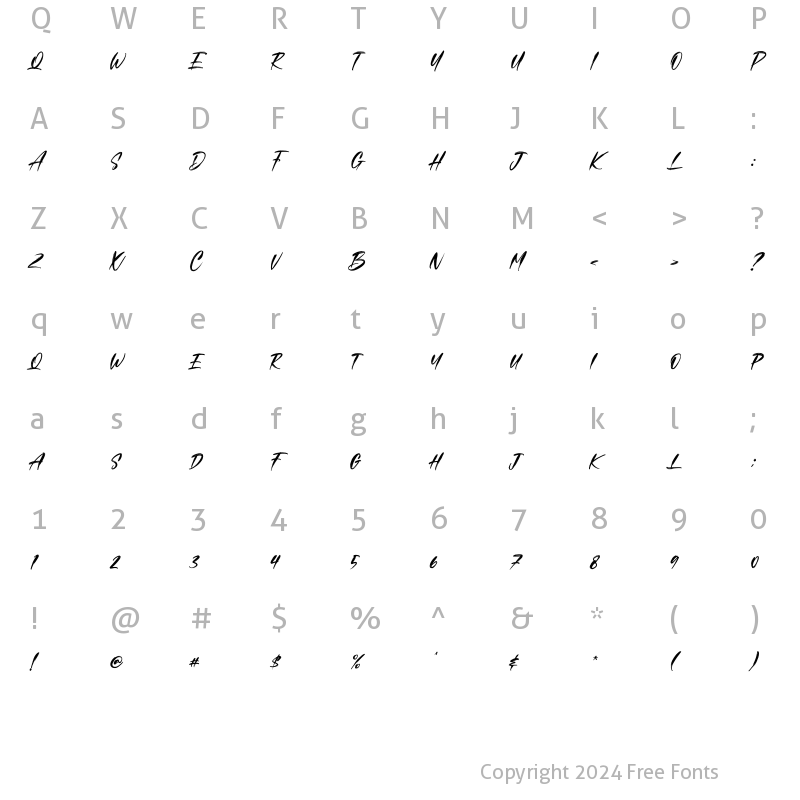 Character Map of Aftercoma Regular