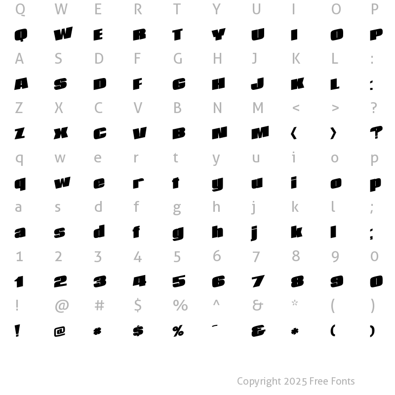 Character Map of AfterLife113 Bold