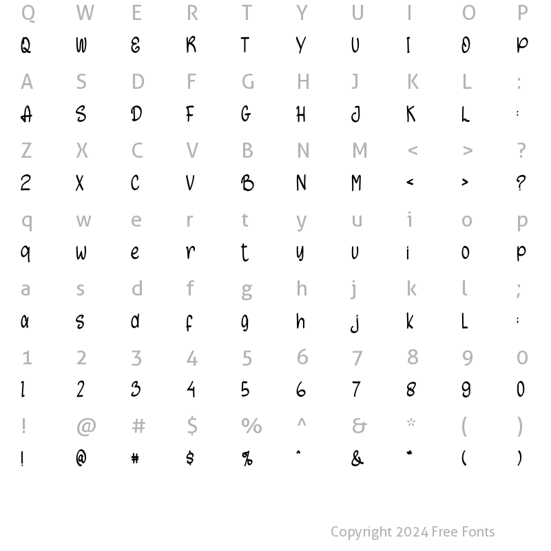 Character Map of Afternoon Christmas Regular