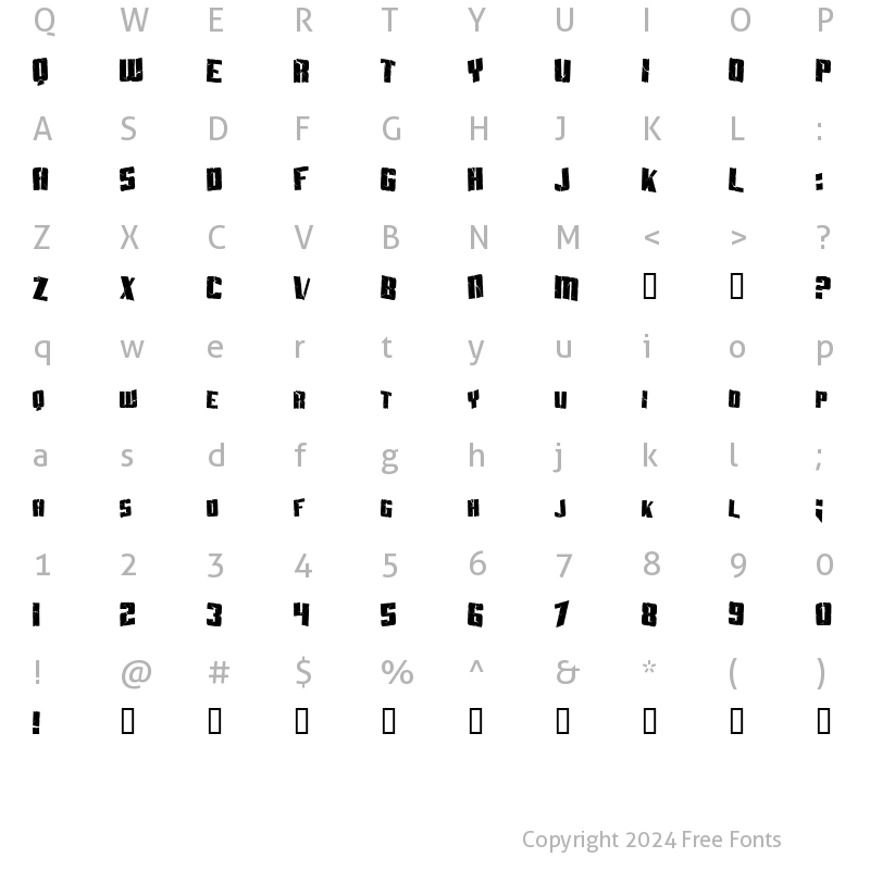 Character Map of Aftershock Debris Condensed Regular