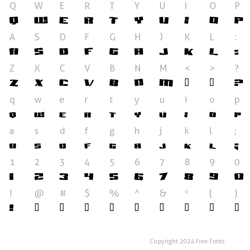 Character Map of Aftershock Debris Regular