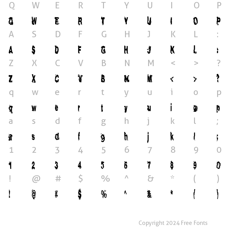 Character Map of AfterShock Regular