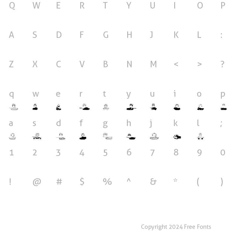 Character Map of AFV1 Regular