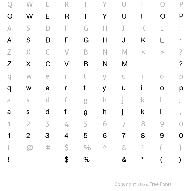 Character Map of AG Book Rounded Regular