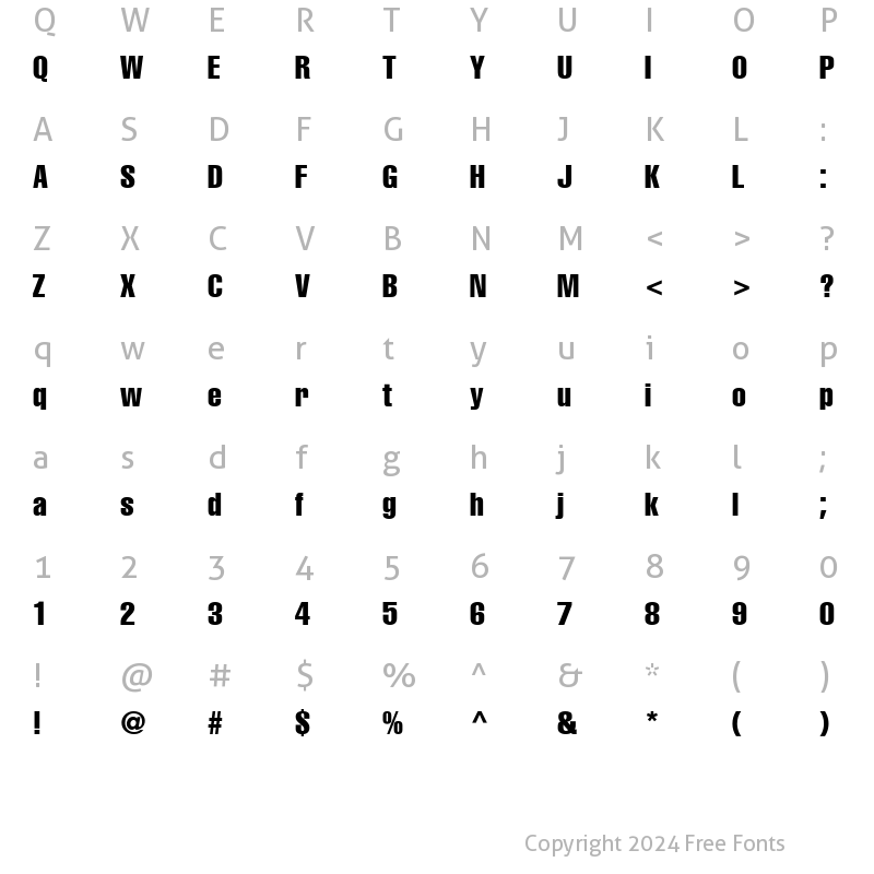 Character Map of AG Letterica Compr-Plain Medium