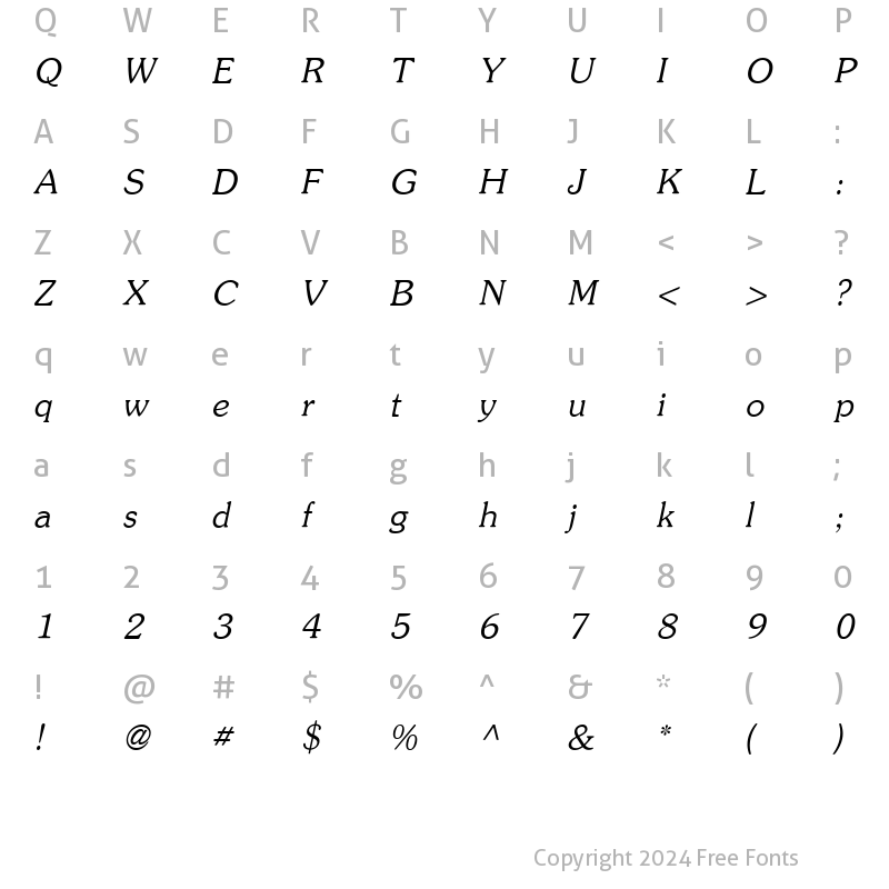 Character Map of AG_Souvenir Italic