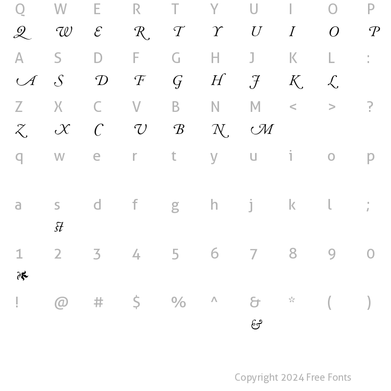 Character Map of AGaramondAlt Italic Regular