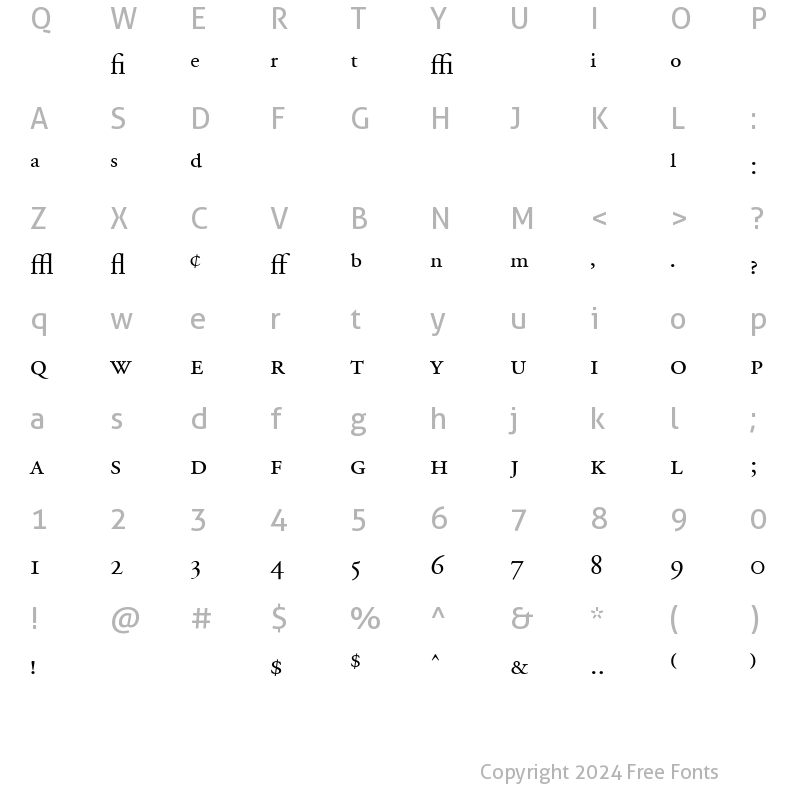 Character Map of AGaramondExp Regular