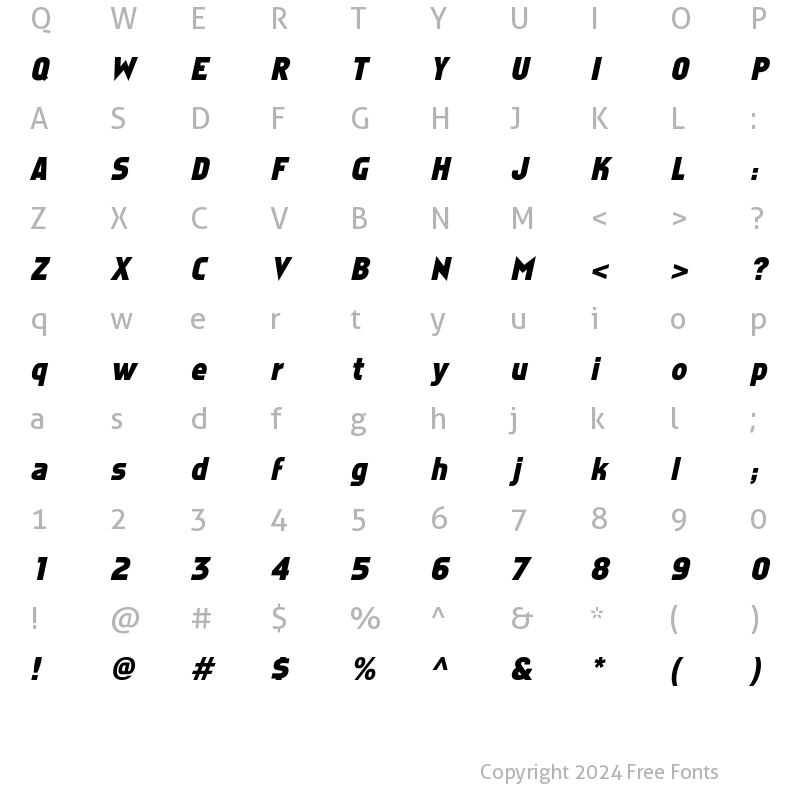 Character Map of AgateSSK BoldItalic