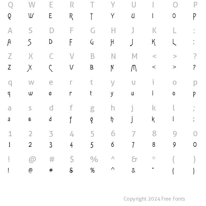 Character Map of Agatha-Modern Regular