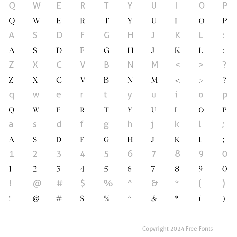 Character Map of Agatho LightCAPS