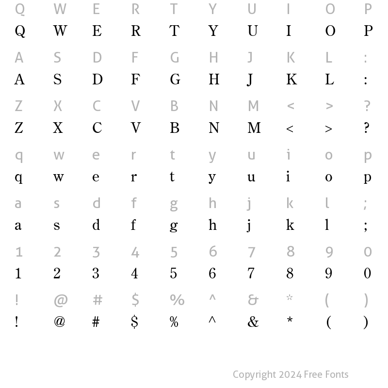 Character Map of AGCenturyOldStyleCyr Roman