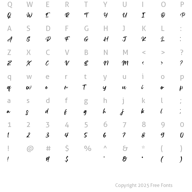 Character Map of Agethsa Regular