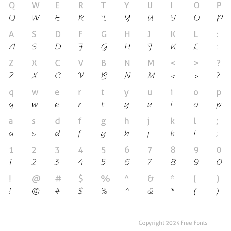 Character Map of Agfa Nadianne Std Book