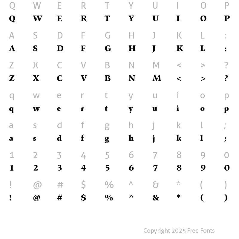 Character Map of Agfa Wile Roman Std Black