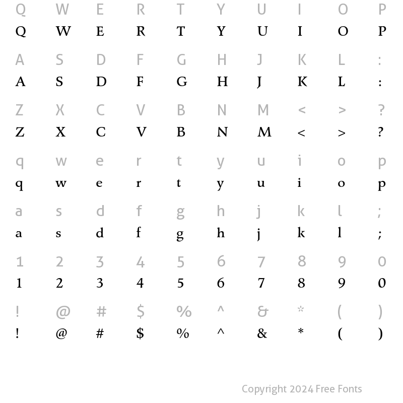 Character Map of Agfa Wile Roman Std Medium