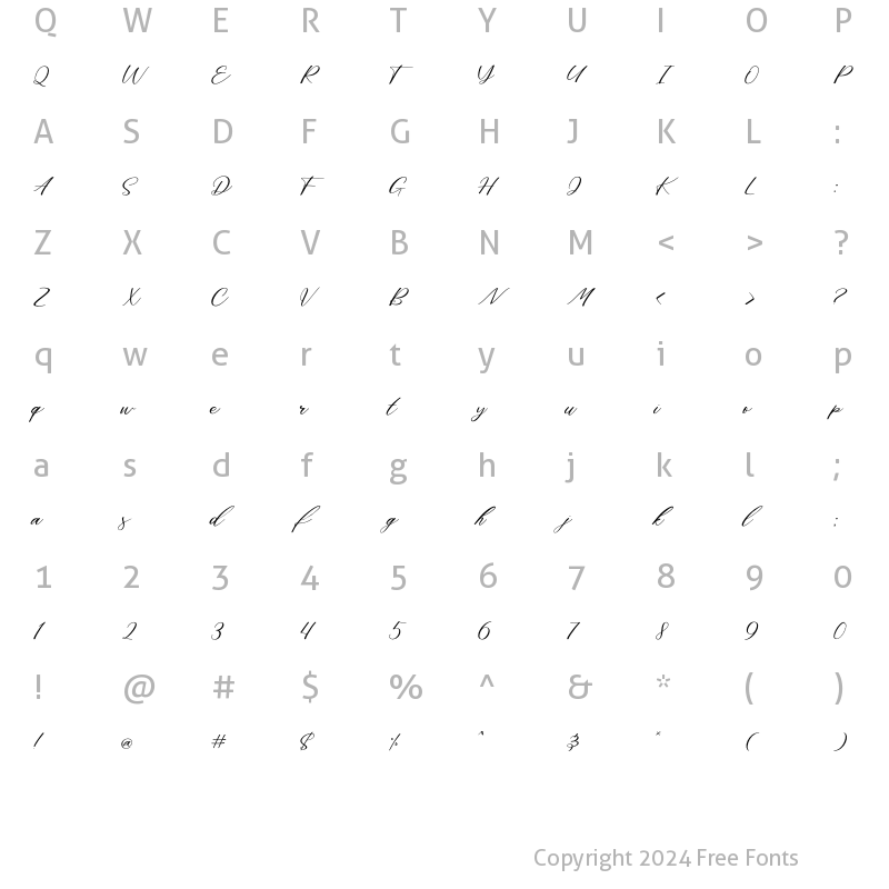 Character Map of Aghony Script Regular