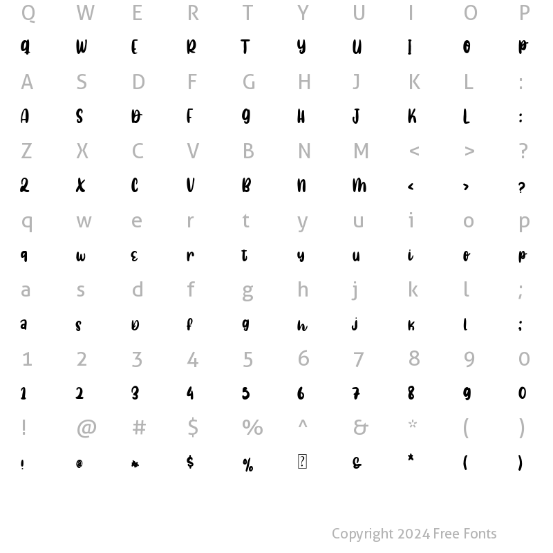 Character Map of Agile Sloth Regular