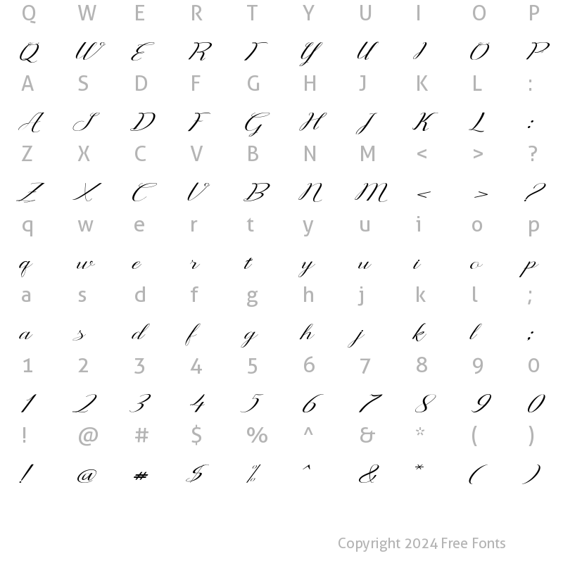 Character Map of Agillea script Regular