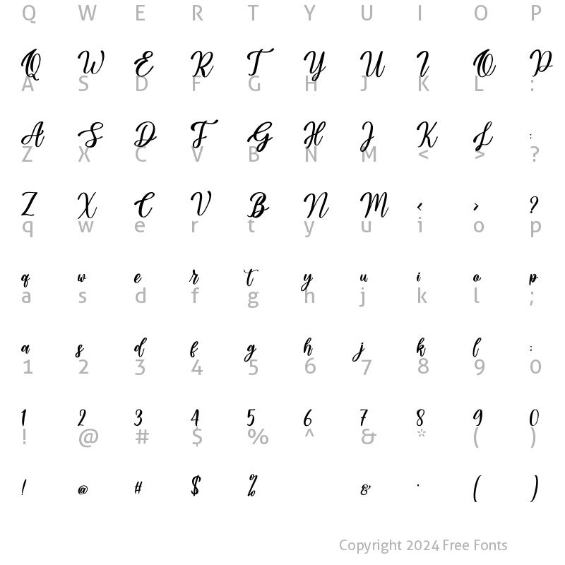 Character Map of Agitta Afilia Regular