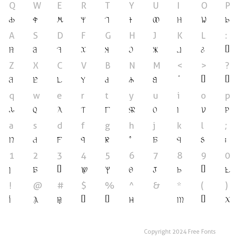 Character Map of Aglab Regular