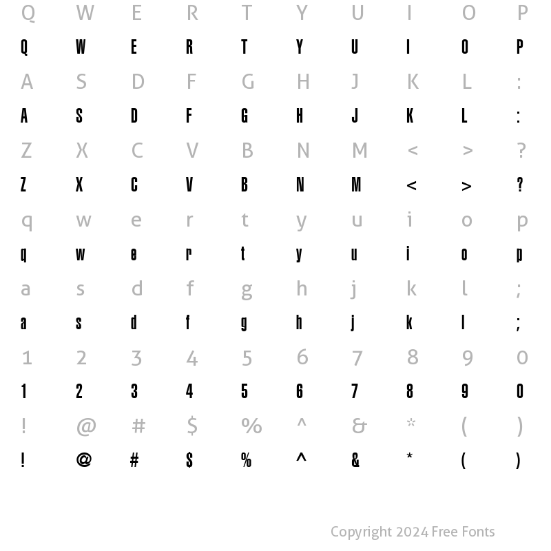 Character Map of AGLettericaUltraCompressed Roman