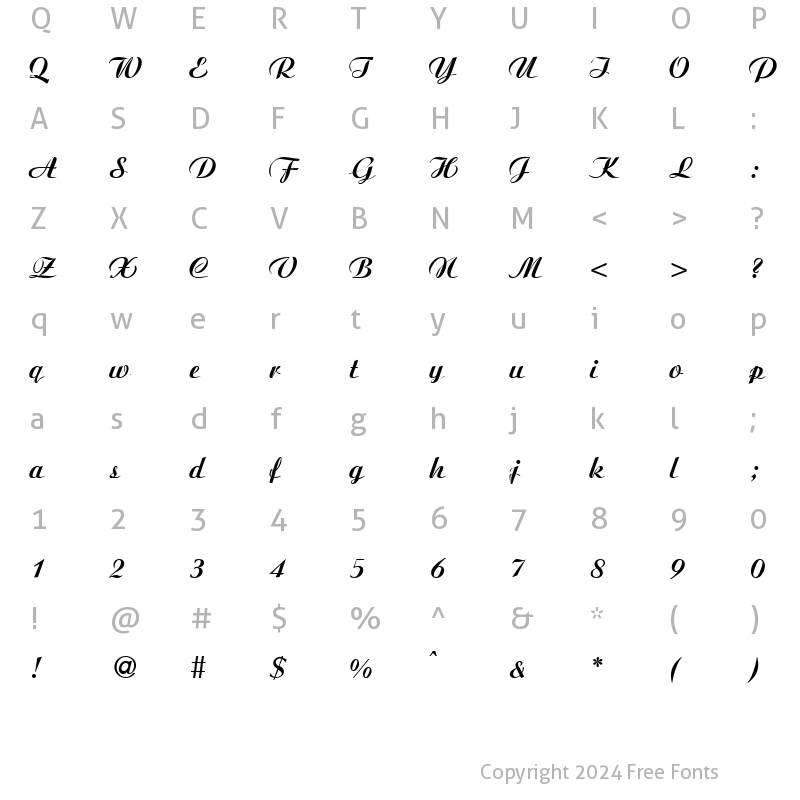 Character Map of Agnes Bold